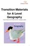 Transition Materials for A Level Geography. Pearson Edexcel Level 3 Advanced GCE in Geography (9GE0)