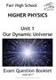 Farr High School HIGHER PHYSICS. Unit 1 Our Dynamic Universe