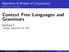 Context Free Languages and Grammars