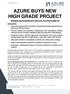 AZURE BUYS NEW HIGH GRADE PROJECT