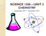 SCIENCE 1206 UNIT 2 CHEMISTRY. September 2017 November 2017
