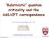 Relativistic quantum criticality and the AdS/CFT correspondence