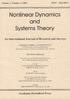 NONLINEAR DYNAMICS AND SYSTEMS THEORY An International Journal of Research and Surveys
