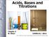 Acids, Bases and Titrations Chapter 4 M. Shozi CHEM110 / 2014