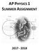AP PHYSICS 1 SUMMER ASSIGNMENT