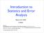 Introduction to Statistics and Error Analysis