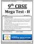 9 th CBSE Mega Test - II