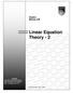 Linear Equation Theory - 2