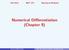 Fall 2014 MAT 375 Numerical Methods. Numerical Differentiation (Chapter 9)