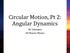 Circular Motion, Pt 2: Angular Dynamics. Mr. Velazquez AP/Honors Physics
