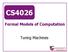 CS4026 Formal Models of Computation