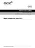 GCE. Mathematics (MEI) Mark Scheme for June Advanced Subsidiary GCE Unit 4752: Concepts for Advanced Mathematics