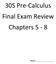 30S Pre Calculus Final Exam Review Chapters 5 8