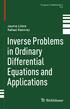 Progress in Mathematics 313. Jaume Llibre Rafael Ramírez. Inverse Problems in Ordinary Differential Equations and Applications