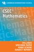 CSEC Mathematics SYLLABUS SPECIMEN PAPER MARK SCHEME SUBJECT REPORTS