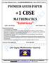 PIONEER GUESS PAPER +1 CBSE. MATHEMATICS Solutions