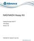 NAD/NADH Assay Kit. Catalog Number KA assays Version: 03. Intended for research use only.