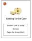 Getting to the Core. Grade 4 Unit of Study Division Pages for Group Work