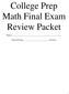 College Prep Math Final Exam Review Packet