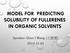 MODEL FOR PREDICTING SOLUBILITY OF FULLERENES IN ORGANIC SOLVENTS. Speaker: Chun I Wang ( 王俊壹 )