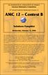 The MATHEMATICAL ASSOCIATION OF AMERICA. AMC 12 Contest B. Solutions Pamphlet. Wednesday, February 15, American Mathematics Competitions