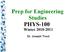 Prep for Engineering Studies PHYS-100