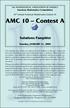 The MATHEMATICAL ASSOCIATION OF AMERICA. AMC 10 Contest A. Solutions Pamphlet. American Mathematics Competitions