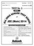 TEST No. 5 PAPER - I. for. JEE (Main) 2014