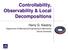 Controllability, Observability & Local Decompositions