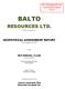 BALTO RESOURCES LTD. (Owner & Operator) GEOPHYSICAL ASSESSMENT REPORT. (Event Number ) on the SED MINERAL CLAIM.
