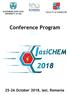 FACULTY of CHEMISTRY. Conference Program October 2018, Iasi, Romania