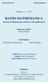 ISSN eissn Volume n RATIO MATHEMATICA. Journal of Mathematics, Statistics, and Applications
