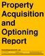 Property Acquisition and Optioning Report
