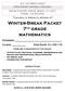 Winter-Break Packet 7 th grade mathematics