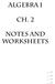 Algebra I. Ch. 2. Notes and Worksheets