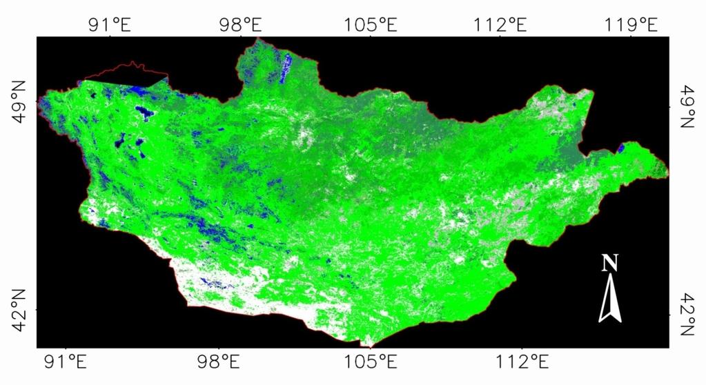 5. Land cover classification in Mongolia The image below shows land cover classification map of Mongolia.