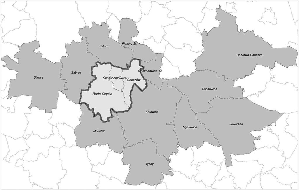 Revitalization processes of old industrialized region in the context of Functional Urban Areas 91 Fig. 1. Delimitation of FUA Source: Integrated Revitalization Program for FUA of Chorzów, Ruda Śl.