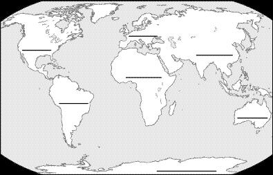 Unit 1: Political Geography A. Continents A. Continents Use Map 1 and an atlas to complete the following. Place the number on the blank that locates the continent. 1. Asia 2. Europe 3. Africa 4.
