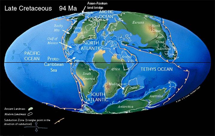 During the Cretaceous the South Atlantic Ocean opened.