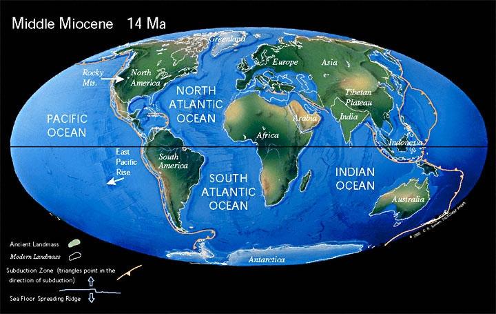 20 million years ago, Antarctica was coverd by ice and the northern continents were cooling rapidly.