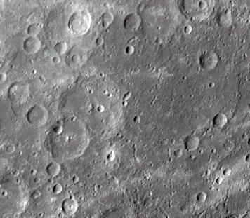 Mercury: Surface This picture shows fairly uniform distribution of craters in a relatively smooth