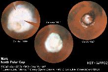 Mars: Surface, Polar Cap Seasonal Variation The size of the polar caps
