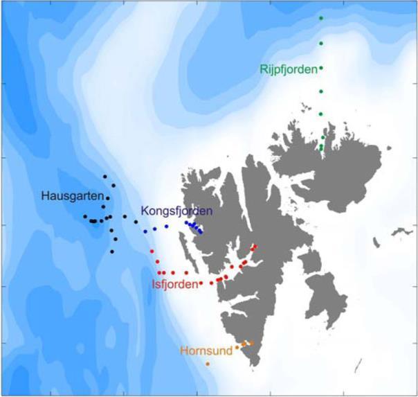 deep sea observatory HAUSGARTEN west of Svalbard - stations