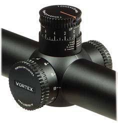 Customizable Rotational Stop (CRS) Viper HS LR riflescope elevation turrets incorporate the unique CRS rotation stop feature.