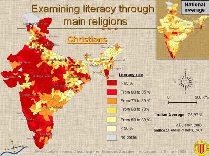 with the global literacy pattern Muslim in South of India are largely advantaged : belonging to a specific community is affected by local factors.