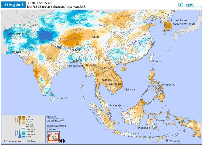 South and South-East Asia Recent Changes and Current Status Late June Late August Outlook ECMWF forecast for October-December 2015 rainfall. Green shades = wetter than average conditions more likely.