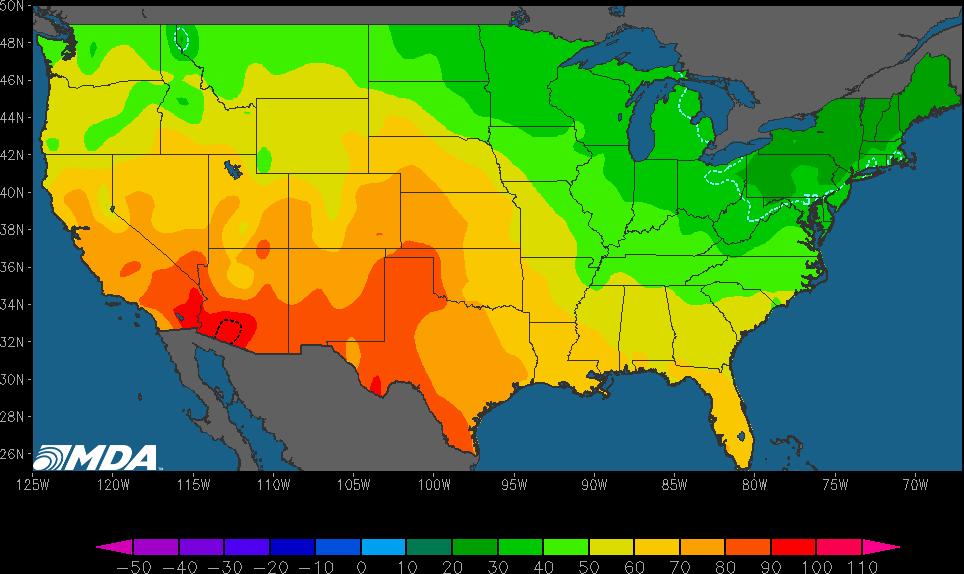 Maximum Temperature Yesterday Temp Compared to Average- Past 7 Days MDA Maximum Temperature Forecast Monday, March 13, 2017 Tuesday, March 14, 2017 Wednesday, March 15, 2017