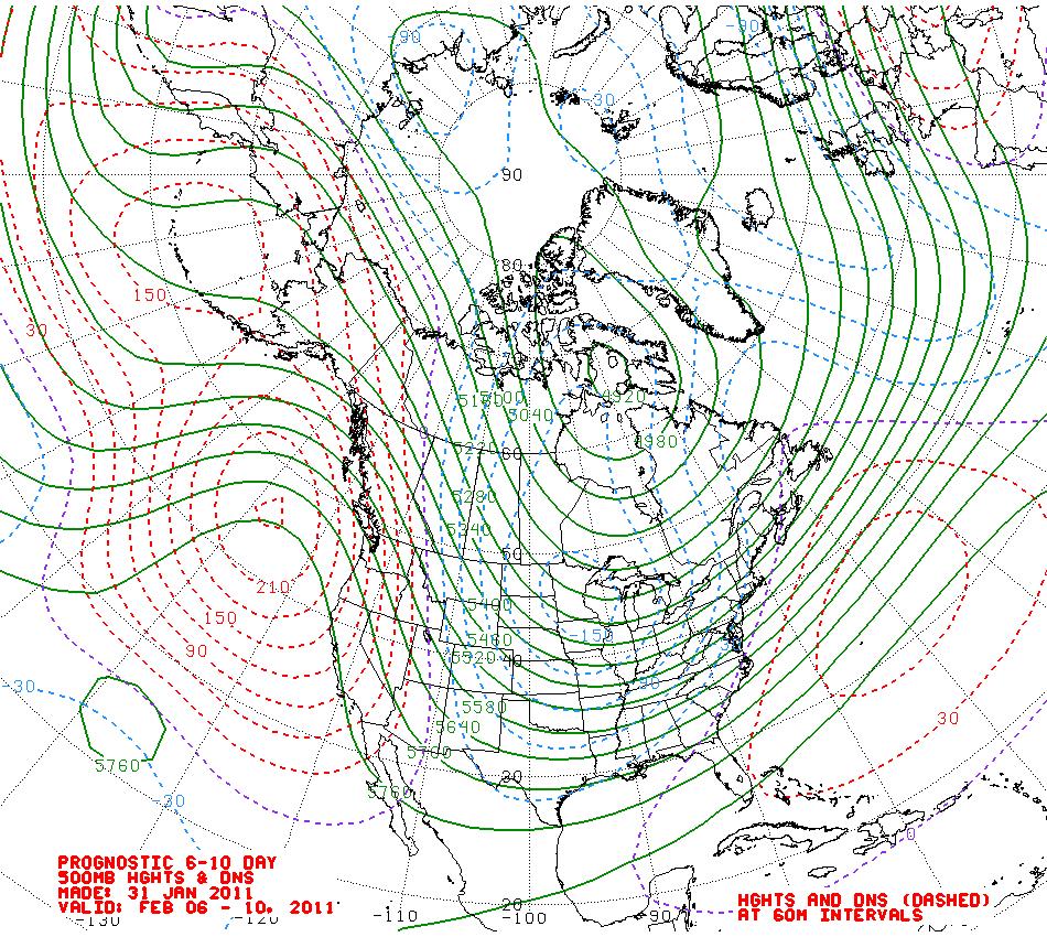 Blended 500-hpa Height/Anomalies ECMWF ENS MEAN 10% Canadian ENS MEAN 10% GFS Superensemble 40% 0Z GFS