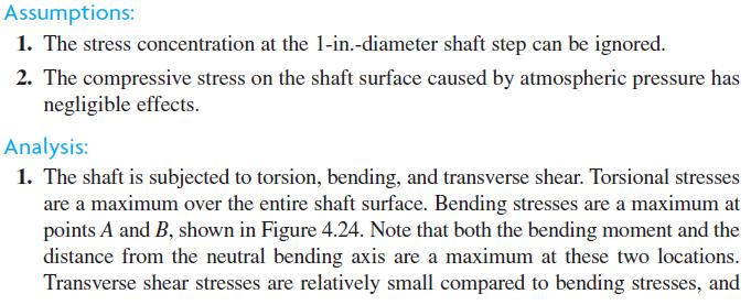The shaft is subjected to torsion, bending, and transverse shear.
