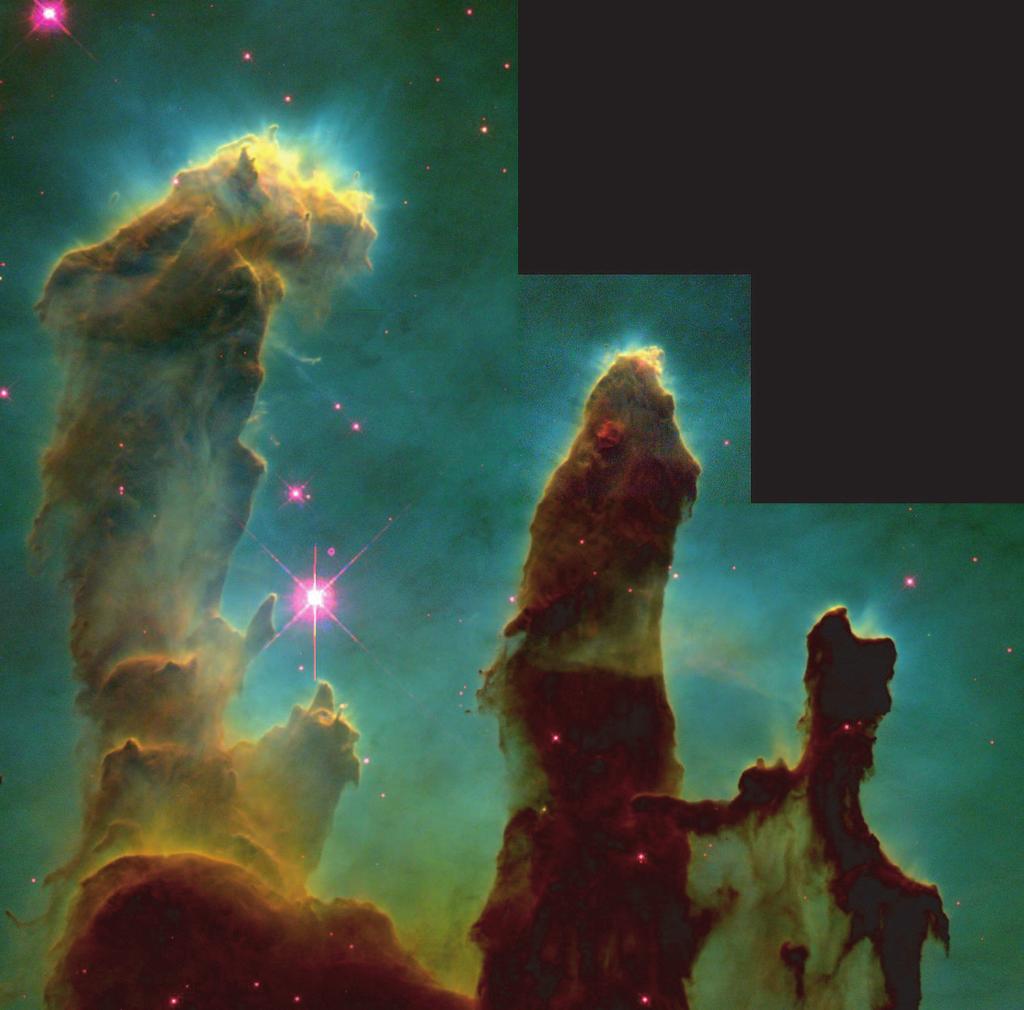 Samenvatting in het Nederlands Figuur A: Links: Foto van de Adelaarsnevel verkregen met de Hubble telescoop.